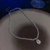 Cadenas 5 uds./collar de perlas francesas Vintage para mujer estilo Ins Rosa flor diseño Simple sentido colgante nicho viento frío