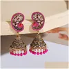 Dangle Chandelier Classic Retro Womens Leaf Rhinestone Turkish Jhumka Earrings Vintage Turkey Boho Bells Beads Tassel Drop Dhgarden Dhmp0