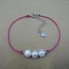 Strand Nature Freshwater Pearl Armband- Hög bra kvalitet-3 PCS-armband Rope armband äggform