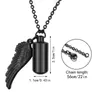 Chaînes Noir Ange Aile Cylindre Bijoux Pour Cendres Souvenir Collier Mémorial Pet Ami Famille Cercle Pendentif Épais