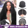 Syntetiskt S 30 tums Glueless Loose Deep Wave 13x6 Spets Frontal Human Hair Brazilian Water Curly 13x4 360 Front 231114