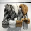 YOLOAgain – manteau en fausse fourrure pour femme, col naturel, en laine, élégant, Tweed avec ceinture, vêtements d'extérieur pour dames, automne, 231115
