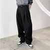 Calças masculinas Homens xadrezas de cintura alta vintage Slim Casual Loose Primavera e Autumn Drape Troushers Trend coreano