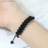 Ketting Mannen Tijgeroog Kralen Armband Genezing Chalcedoon Onyx Chakra Steen Verstelbare Armbanden Dubbellaags Gevlochten Armbanden voor DamesL231115