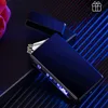 Gradients Colorful Zinc Alloy Double ARC Lighter Windproof USB Cyclic Charging Portable Power Display Touch Herb Cigarette Tobacco Smoking Holder DHL