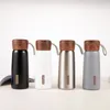 Wood Grain Tumblers 304 Stainless Steel Liner Vacuum Kettle Portable Wooden Lid Mug Home Outdoor Thermos Drinking Water Bottles Q737