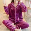 Women's Sleep Lounge Pijama para mujer Conjunto de pijama de franela de invierno Pijamas de lana Ropa de dormir Pijamas femeninos de terciopelo grueso y cálido Traje para el hogar zln231115