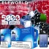 Original ELF WORLD DC5000 Puffs Elektronische Zigarette Vape Pen Einwegartikel ELFWORLD 13 ml mit 650 mAh wiederaufladbarer Batterie Typ C Mesh Coil 15 Geschmacksrichtungen verfügbar