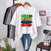 T-shirt Lâche et confortable Coton Mode Dessin animé Flocage Épaissi Grand Col Rond Pull T-shirt À Manches Courtes Printemps Et Automne Haut Pour Femme