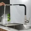 Kitchen Faucets Mixer Sink Faucet Stainless Steel Material Black / Grey Color Cold & Water Pull Out Hosing Single Handle