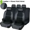 Nowe ulepszenie Universal Winter Leatt Siet Covers Ustaw czarną skórę PU z Flower Point Velvet FIT do większości furgonetek samochodowych SUV