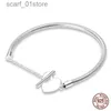 Ketting 925 Sterling Zilveren Armband Moments Sprankelende Hart Sluiting Snake Chain Armband voor Vrouwen DIY Bedels Kralen Sieraden GeschenkenL231115