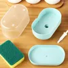 Liquid Soap Dispenser Manual Press Dishwashing Container Double Layer Cleaning Box Pump Detergent Foam Bottle