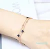 Chain Link Chain Clover Bracelet Rose Gold Color Ladies Double Layer Women Jewelry