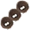 Party Decoration 3 Sets kunstmatig vogelnest met eieren Rattan Twig Pasen Supplies