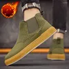 Boots Fashion Green Casual Canal Fluffy Warm Men Short Short on Winter Snow for Men Design High Top Suede Shoes