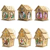 Christmas Decorations 1Pc for Tree LED Light Wood House Cute Hanging Ornaments Holiday Home Decor 231115