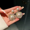 Orecchini pendenti di lusso lucido oversize grigio perla goccia per le donne cristallo dorato rotondo regalo di gioielli per feste all'ingrosso