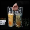 Sacos de armazenamento portador de bebida de plástico transparente grosso Retire Bolsa Bolsa Dois Design Drink