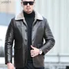 Men's Down Parkas YXL-838 Natural Leather Men's Autumn and Winter Sheepskin Casual Lapel Mid Length Business Leather Down Jacket Plus SizeL231115