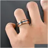 Con piedras laterales Voelaf 2023 Aceros inoxidables Nuevos anillos dominantes para pareja Joyería minimalista con fondo azul ranurado biselado DHFNU