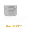 Pot d'emballage en gros 50G pots de crème en aluminium vides peuvent boîte en fer blanc 50 ml boîtes en aluminium baume à lèvres en métal bougie thé pommade corps cire maison Dhl4Y