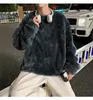 Felpe con cappuccio da uomo Felpe grigio peluche uomo stile coreano oversize tinta unita o collo abiti invernali caldi streetwear allentato per uomo 231115