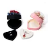 Pochettes à bijoux en forme de cœur, boîte à bagues de mariage avec présentoir, décoration, sac à pendentif, cadeau d'anniversaire