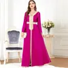 Sukienki swobodne retro muzułmańska sukienka dla kobiet duża wielkość 2023 wiosenna jesienna rękaw Rose Rose Red Patchwork Lady Ubranie