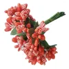 Decoração de festa 12 PCs/Bunch Hand Decor Diy Casamento Artificial Wreath Coffee Shop Red Berry Garland Flowers Flowers Corsage