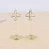 10Pcs Memo Clip Holder Table Number Name Card Desktop Metal Business Po Gold Plane Frame With Base