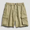 Mäns shorts plus storlek 29-38 Summer Men Lose Cotton Baggy Multi-Pocket Kne Length Work övergripande militära lastbyxor