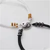 Charm Bracelets Voleaf Couple Bracelets Leather Cord Braid Chain Gossip Chinese Tai Chi Alloy Pendant Lover Gift Friendship Luck Jewel Dhjmq