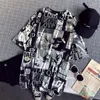 Damskie koszule liter liskie lakierne t-shirt retro street noś luźne krótkie rękawie nadmierna top damski seksowny klub hip hop stylowy jasny jasny