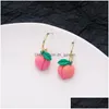 Bengelen kroonluchter 2021 roze perzik oorbellen korte mode oor sieraden fruit series voor vrouwen drop levering dhgarden dhodc