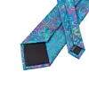 Bow Ties Hi-Tie Men Silk Blue Paisley Floral Neck Tie Pocket Square Cufflinks Set For Suit Business Clearance C-1592