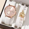 Avanadores de pulso que vendem a moda Lady Temperament Belt Watch Casual Versátil Butterfly Diamond Surface Quartz Reloj de Mujer