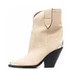 Ботинки из натуральной кожи, женские туфли на короткой щиколотке с металлическим носком, на высоком замшевом каблуке с острым каблуком и толстой подошвой, 231115