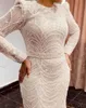 2024 Elegancka arabska sukienka ślubna Dubaj dla kobiet długie rękawy Syrenka o szyi perełki koraliki ślubne suknie ślubne