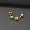 Boucles d'oreilles simples, petits micro pavés, boule ronde en CZ, tendance, barre à vis en acier inoxydable, manchette d'oreille, Cartilage, bijoux