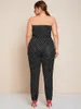 Hose Plus Size Elegante Modefeder Herbstpunkt gedruckter trägerloser Röhrchen -Overall -Auflagen Frauen Taschenseiten groß 5xl 6xl