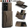 Premium Retro Leather Phone Case For Samsung Galaxy S23 S22 Ultra S20 Plus S21 FE Note 20 Detachable Stong Magnetic Card Slots Holder Wallet Cover