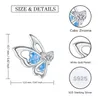 Boucles d'oreilles en argent sterling 925 papillon avec bleu brillant CZ bijoux animaux mignons cadeaux d'anniversaire pour femmes fille adolescentes