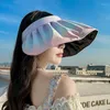 Breite Krempe Hüte Sonne Frauen Farbverlauf Shell Cap Faltbare große Strandhut leere Top Visiere Stirnband Haarschmuck