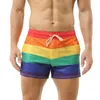 Underpants arco-íris calças masculinas tether oco respirável fino solto moda bolso elástico plus size cintura sweatpants homens