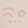 False Nails Pink White Gradients Manicure Natural Unbreakable Nail Simple Wear For Girl Dress Matching