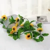 Decorative Flowers 230cm Artificial Vine Home Wedding Garden Decoration Sunflower Fake Rattan String DIY Hanging Garland Wall