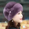 Bonnet Skull Caps Chapeau d'hiver Russe Fleur Décor Épaissi Luxe Garder Au Chaud Couleur Unie Automne Thermique Moyen Âge Femmes Cap Pour L'extérieur 231114