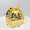 Cadeau cadeau 10pcs boîtes de couleur dorée creux rose fleur biscuit papier pour mariage enfants fête d'anniversaire bonbons
