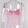 Kadın tankları pembe dantel tank üstü kadınlar fanila seksi mahsul üstleri kadın Kore tarzı örgü yelek femme moda kamisole 2023 yaz